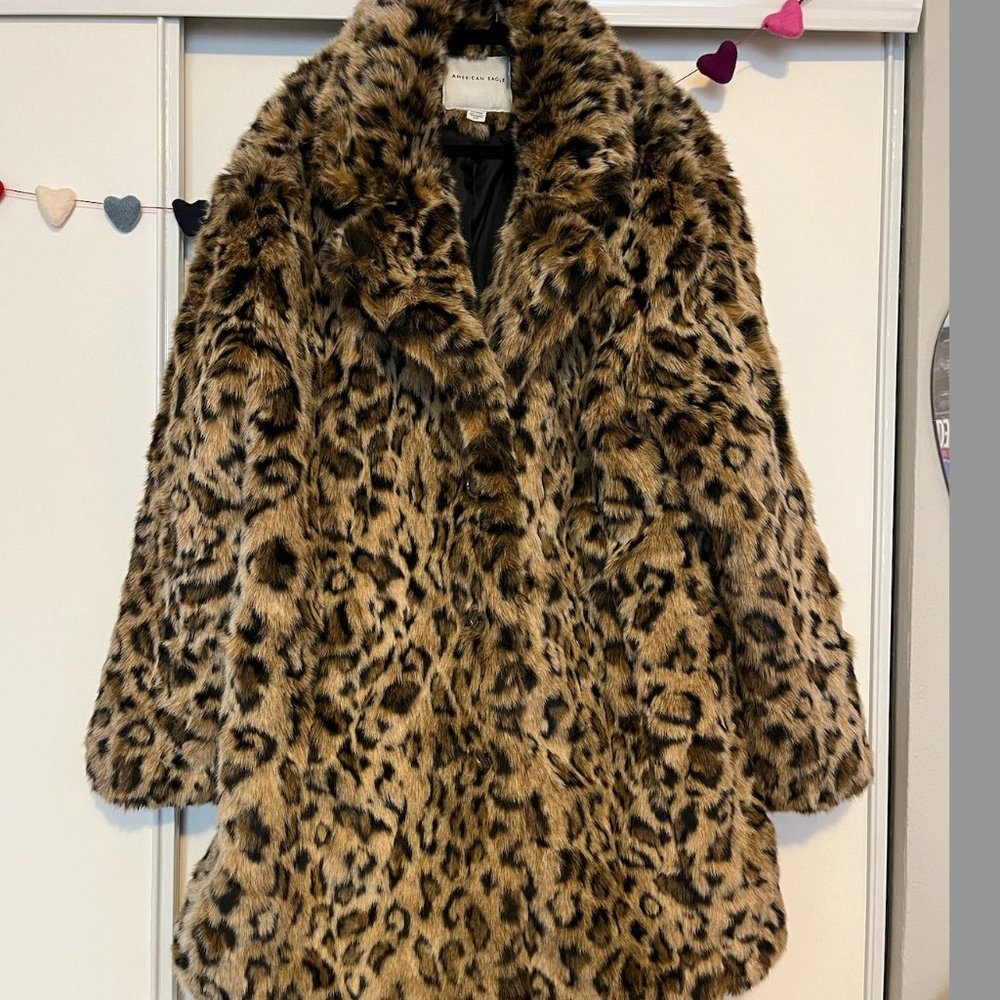 American Eagle Leopard Faux Fur Coat - XL
